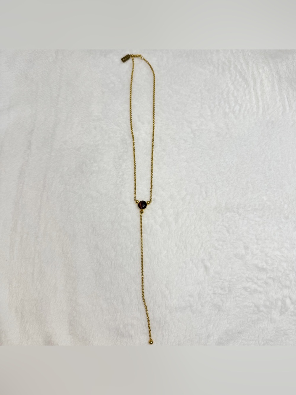 Lady Grey Tie Necklace Golden Tigers Eye Y-drop Modern Jewelry